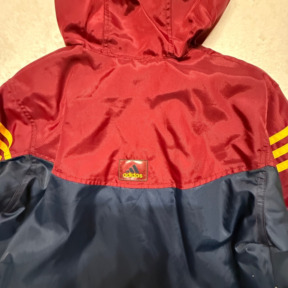 Youth Adidas 3 Stripe Pullover 1/4 Zip Jacket Maroon Hooded Size S - Picture 9 of 12